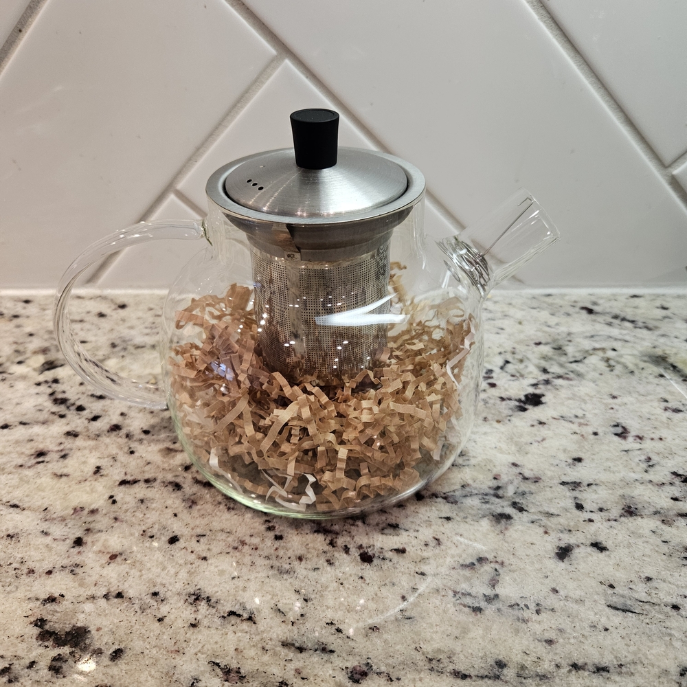 Clear Glass Teapot with Stainless Steel Infuser - Clear